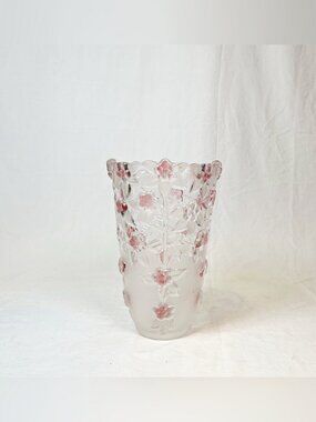 Studio Silversmiths Venezia Collection Large Pink Floral Fine Crystal Vase